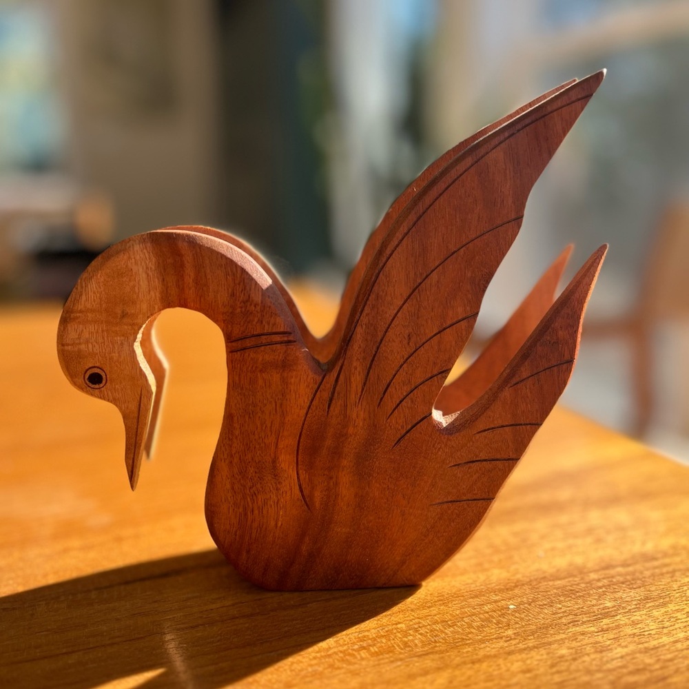 Wooden swan napkin holder